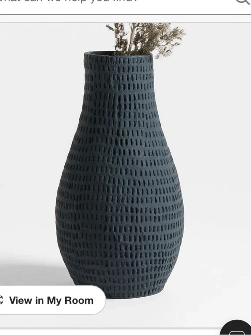 NWT Crate and barrel Textured Matte Ceramic Vase in Deep Charcoal.  No offers
